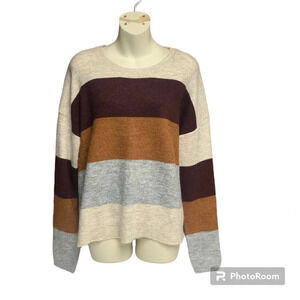 Andree by unit size medium sweater burgundy/orange/gray/cream